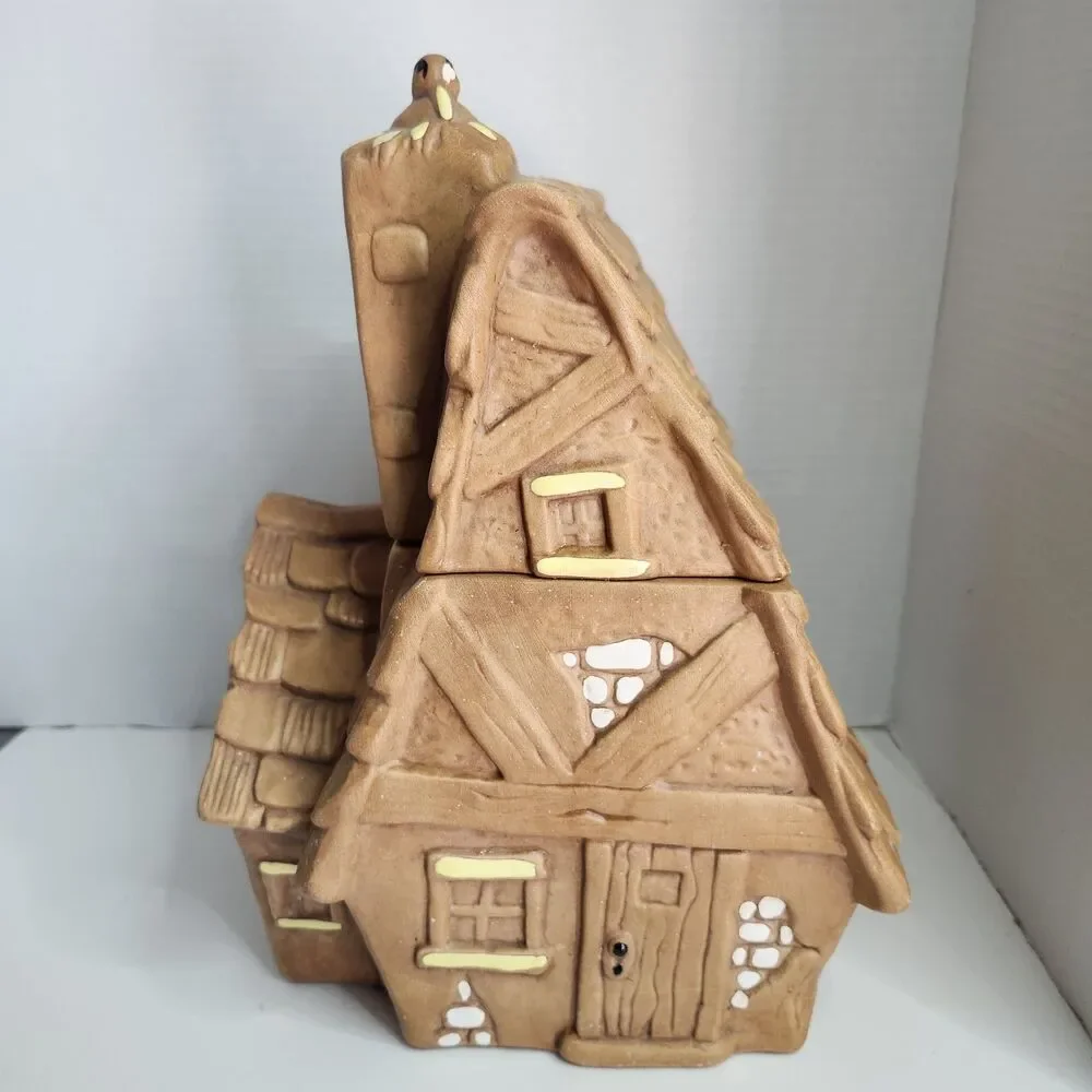 Vintage Twin Winton Cookie Jar 'Leaning Shack'. Hand Painted. 12